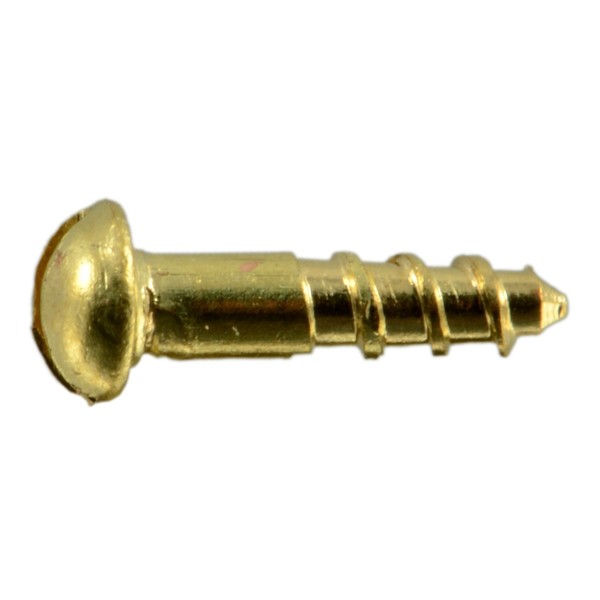 Midwest Fastener Wood Screw, #0, 1/4 in, Plain Brass Round Head Slotted Drive, 40 PK 34631
